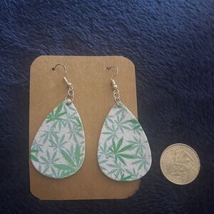 Mary Jane Weed Pattern Teardrop Earrings